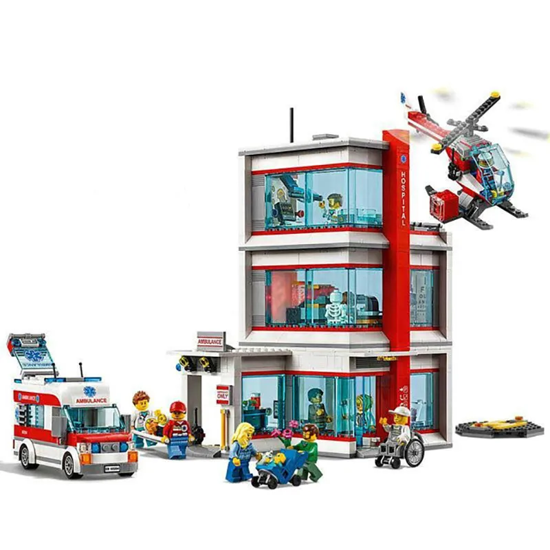

New City Serices Hospital Set Compatible With Legoing City Series Building Blocks Bricks Kits Kids Educational Toys Gift 60204