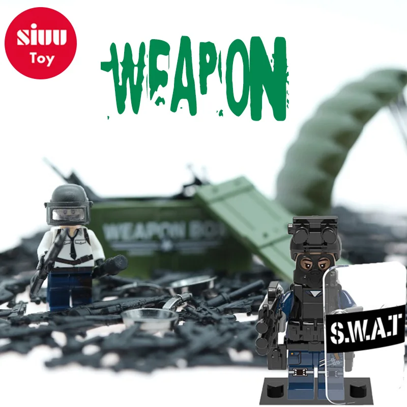 

Legoings Military Forces Soldiers Bricks Figures Guns City Weapons Compatible Armed playmobill SWAT Building Blocks Ww2 Toys YF