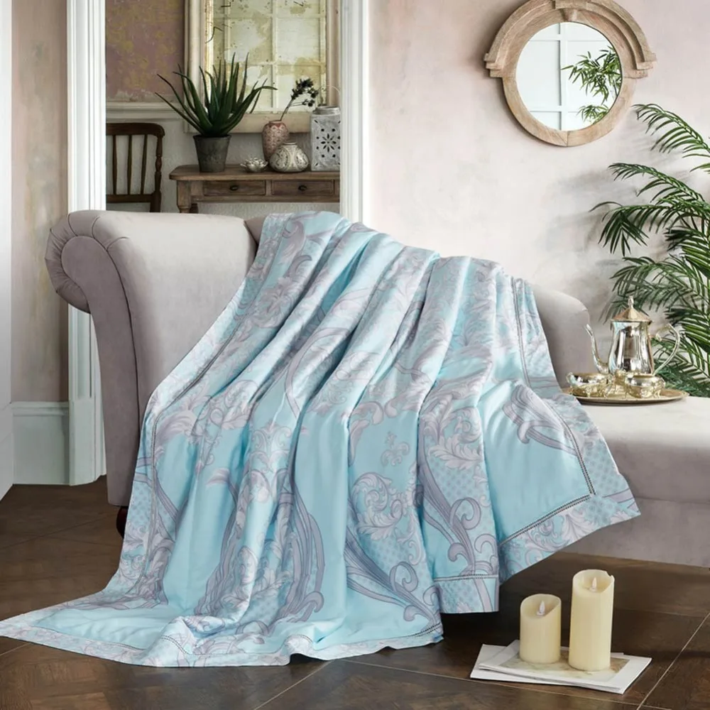 

2019 Bohemian Blue Yellow Quilting Quilt Soft Stitching Modal Artificial Silk Polyester Filler Queen King Summer Comforter