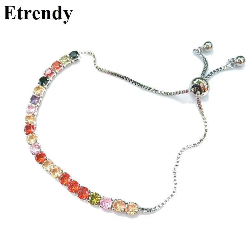 

Fashion One Line Mixed Color Zircon Bracelet 2019 Trendy Simple Chain pulseras mujer