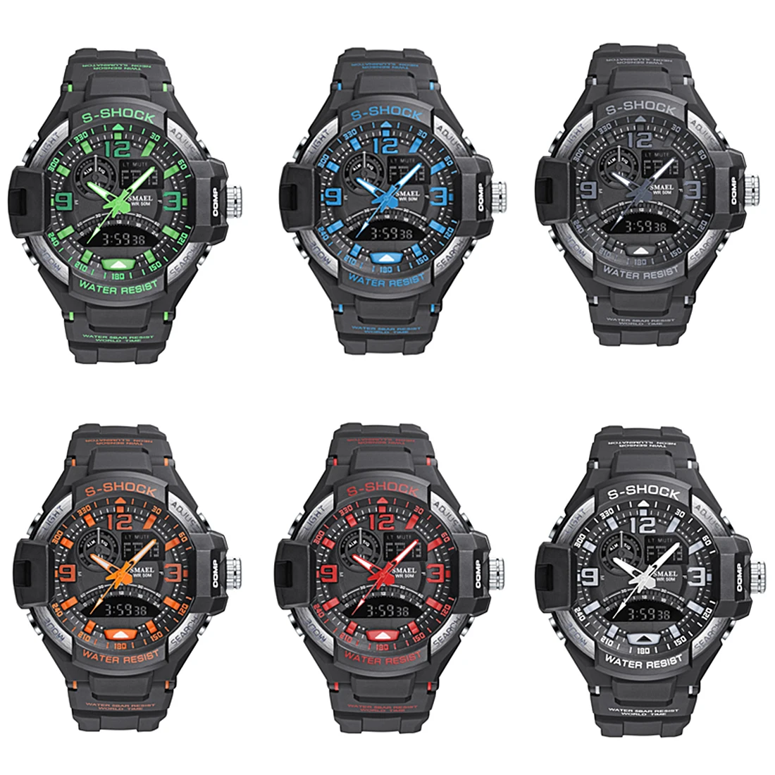 

SMAEL Brand Wristwatches Military Alarm Quartz Clock Male Gift Waterproof LED Digital Men's Sports Watch for Men Hours relogio