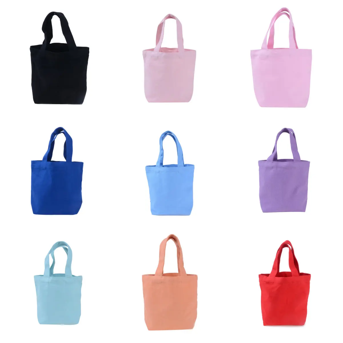 1 Pc Solid Color Portable Lunch Bag Picnic Pouch Storage Tote Canvas Handbag Shopping Bag Women Girl