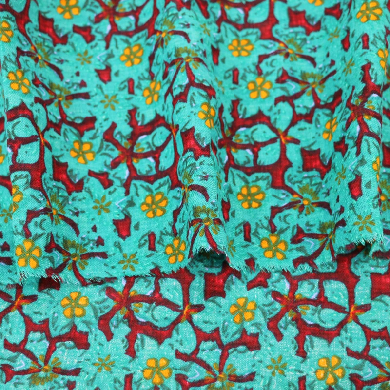 

100cm*145cm ethnic floral cotton material thin crepe cotton fabric children
