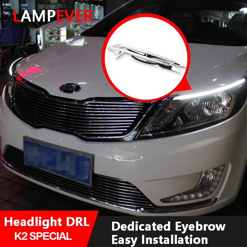 

Lampever Car Headlight LED Eyebrow Daytime Running Light DRL With Yellow Turn Signal Light For KIA K2 2010-2014 9600Lm WX