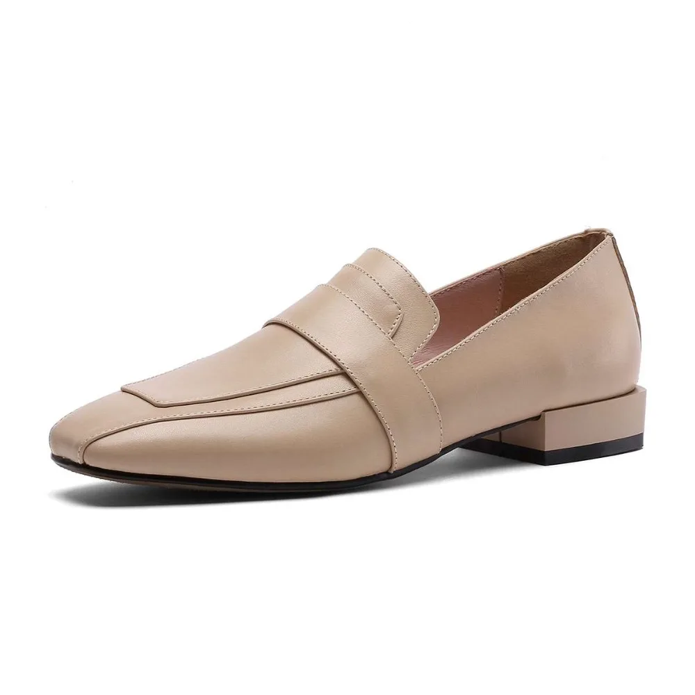 Estilo Bombas De Dedo Pie En Tamaño L49 Resbalón Plus Más 2019 Negro Espana Cuero Campus Cuadrado El Nuevo Zapatos Del Genuino Preppy Bajo apricot Tacón 7anEHqw