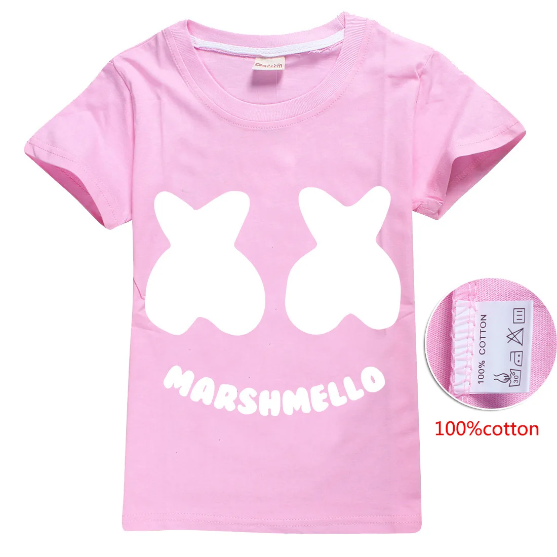 Натуральный хлопок! Marshmello/футболка детская летняя футболка с короткими рукавами для крупных детей 8429 - Цвет: B00015-Pink
