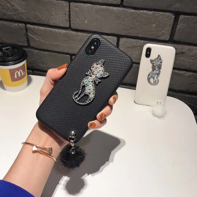 Блестящий пушистый чехол для iPhone 8x6 s 6 7plus кожаный с меховым кулоном 6s 8 чехлы |