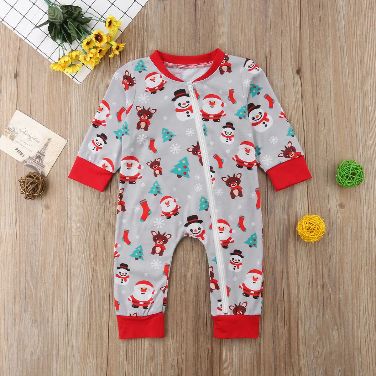 

2019 Newborn Baby Infant Toddler Boy Girl Cute First Christmas Long Sleeve Cotton Romper Jumpsuit Body suit Outfits