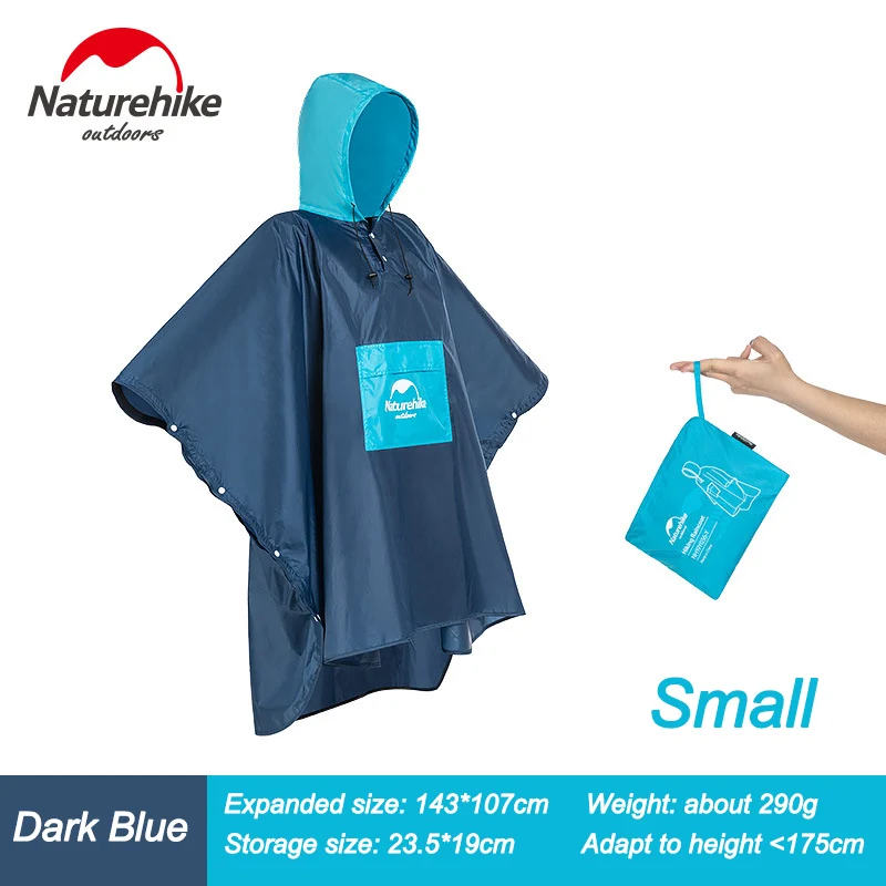 Naturehike складной пончо плащ-рюкзак Водонепроницаемый чехол Сверхлегкий Открытый дождевик походный Рыбалка дождевик NH19Y036-Y - Цвет: Drak Blue S