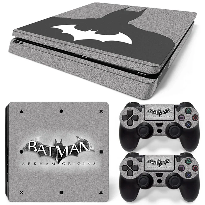 

batman arkham origins style sticker skin for PS4 slim console and two controller skin covers #TN-P4Slim-0082