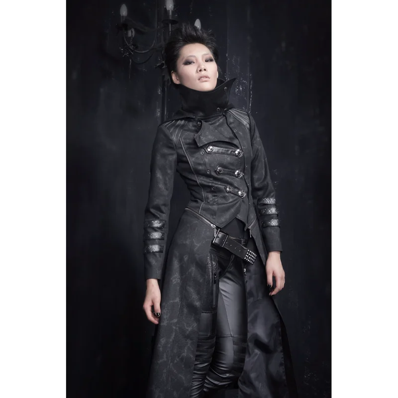 Punk Rave Fashion Womens Punk Streampunk Visual Kei Gothic Long&short Jacket Coat Hoodie