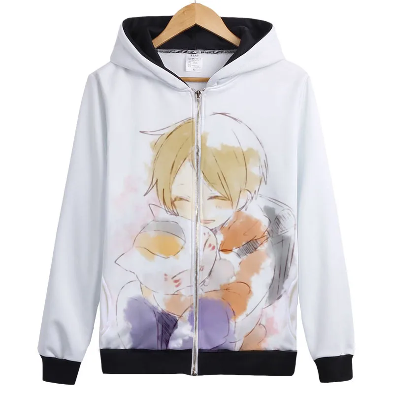 

Anime Cat teacher Natsume Yuujinchou natsume white Hoodie Sweatshirt Zipper Outerwear Jacket coat for men women