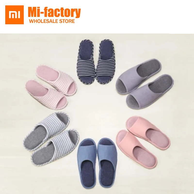 

Xiaomi Cotton Home Slippers Open Toe Indoor Floor Environmental non-slip TPR sole Comfortable Breathable Women Man House Shoes