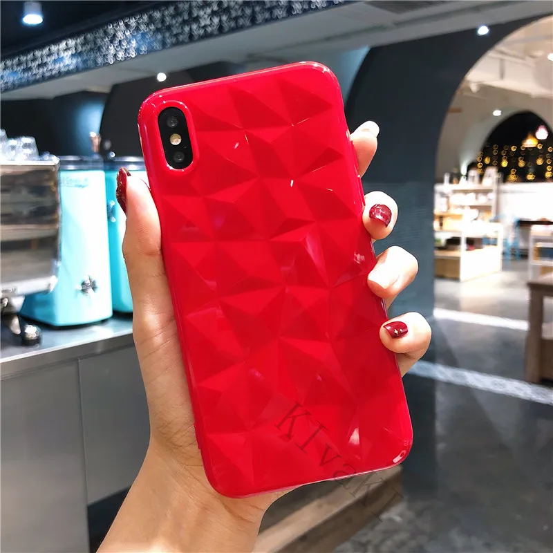 3D чехол с алмазной текстурой для iPhone 6 6s 7 8 Plus X XR XS max, мягкий чехол для телефона для iPhone 7, прозрачный чехол Ультратонкий чехол