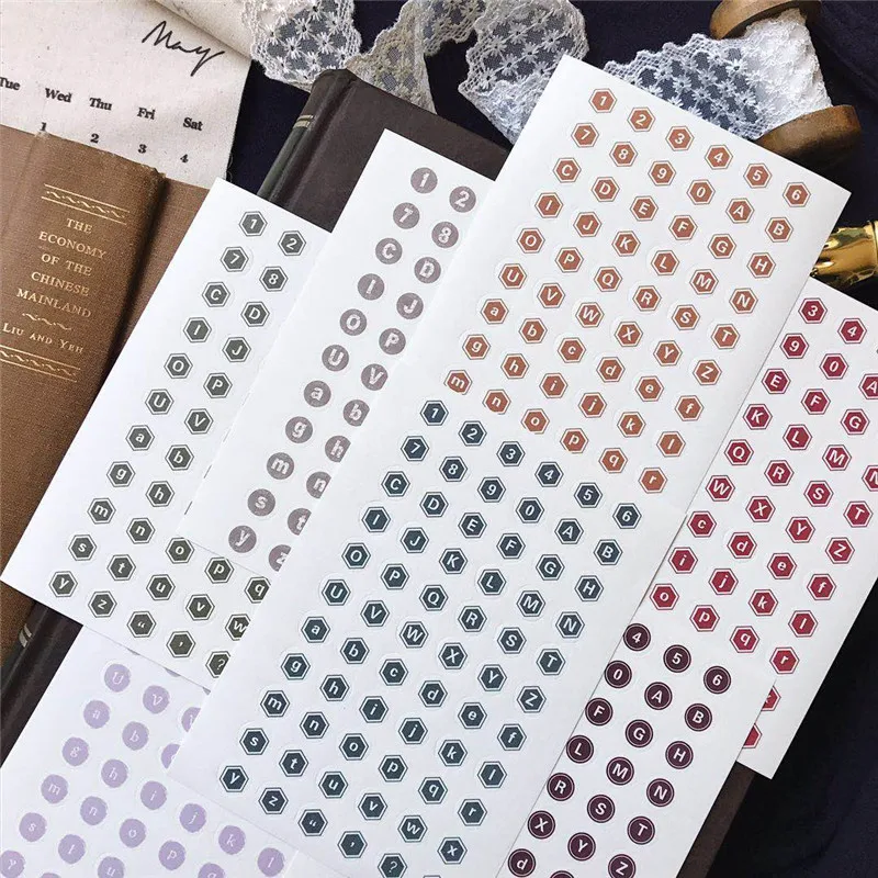 4 шт. универсальная пишущая машинка серии Bullet Journal наклейки Цифровой алфавит наклейки винтажные аксессуары для планировщика канцелярские товары