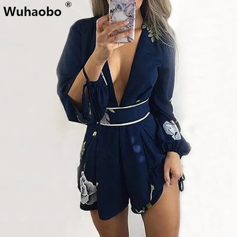 Женский пляжный комбинезон Wuhaobo повседневный с кружевным воротником и v образным