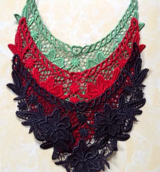 

Embroidery colorful 19*11.5cm lace collar,12 Colors to choose,false collar patches, 2014 fashion cravat lace appliques,XERY13060