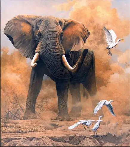 Diamond Embroidery Elephant & Egrets Cross Stitch art rhinestones Painting DIY Mosaic Pattern Animals | Дом и сад