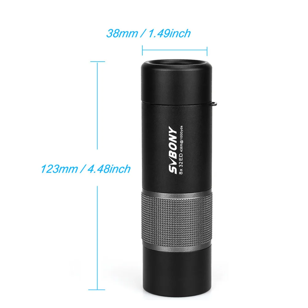 Svbony 8x32 إد أحادي تلسكوب SV36 Bak4 الزجاج سقف المنشور مناظير للماء Telescopio عالية الطاقة الصيد F9329B