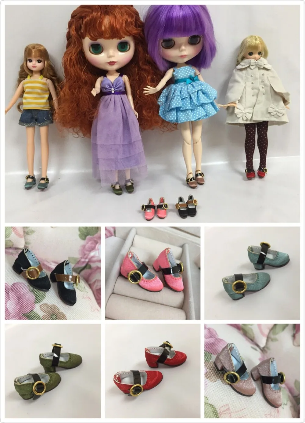 

Dolls shoes for blyth ,Azone ,OB doll, licca doll etc Length:2.8cm 6 type