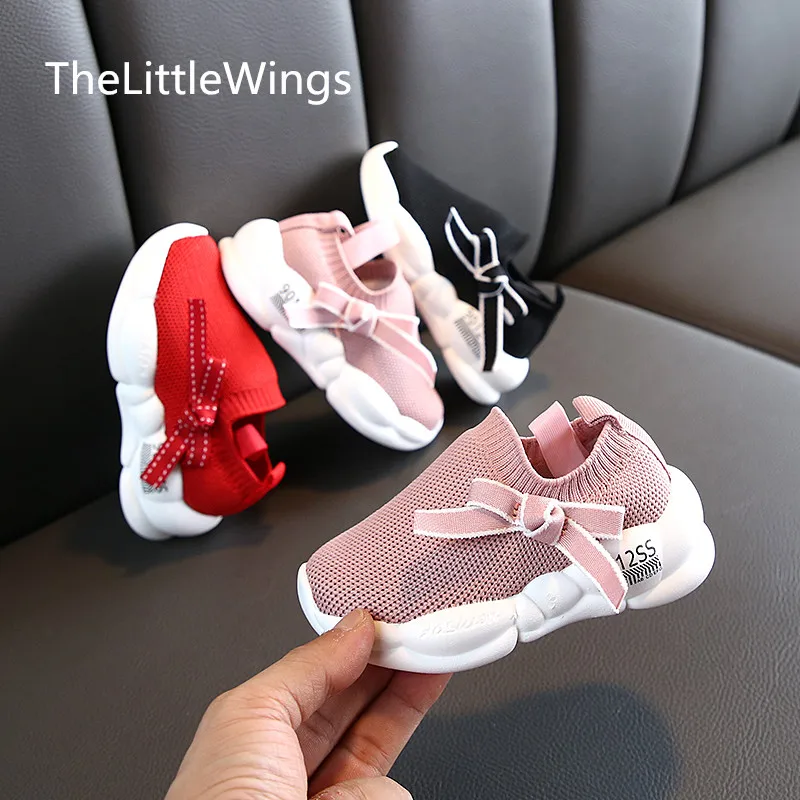 

2019 autumn girls casual shoes Korean princess soft bottom breathable 1-3 years old low help children's bowknot toddler shoes