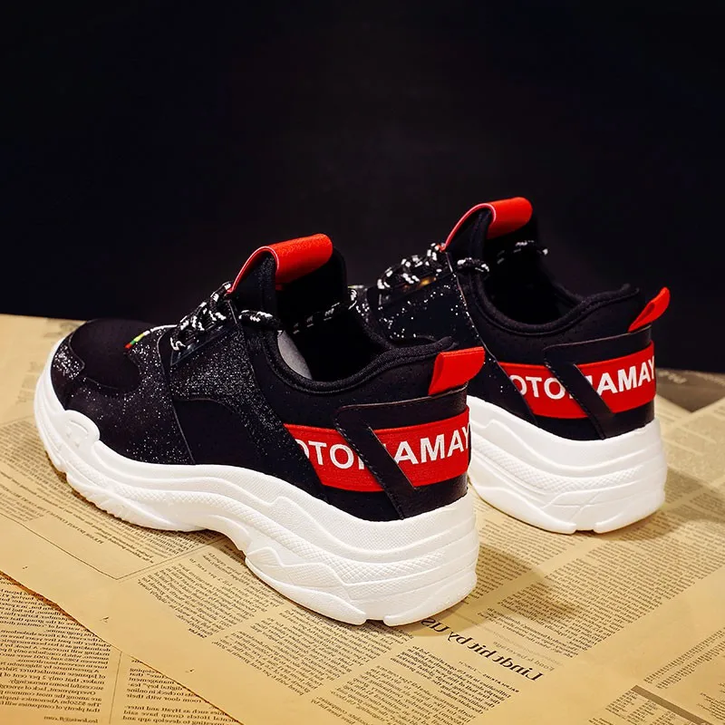 

AGUTZM 2019 Fashion Women Vulcanized Shoes Sneakers Ladies Lace-up Casual Shoes Breathable Walking Lycra Shoes Women White Flats