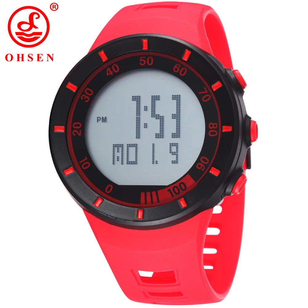 Fashion OHSEN Boys Mens Digital Watch Men Hombre Sports Watch Alarm Day