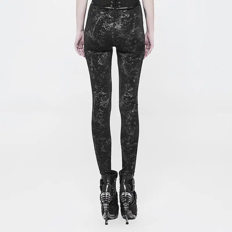 Панк рейв женские Готический стиль эластичные Капри с темным принтом Леггинсы Панк Рок брюки индивидуальные черные женские брюки