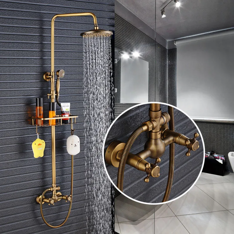 On Sale New Arrival Antique Brass Shower Faucet Set 8 Inch Shower