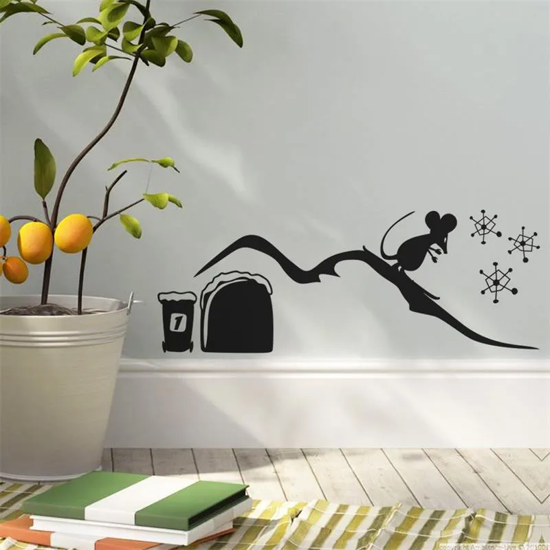 

skating mouse hole wall sticker boys rooms decal kids room mural children christmas decoration bedroom kids door vinyl homedecor