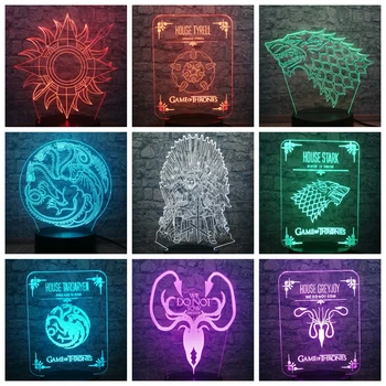 

Drop Shipping 3D LED Night Light Desk Lamp 7 Color Change A Song of Ice and Fire Acrylic LOGO Home Decor For Child Xmas Gift