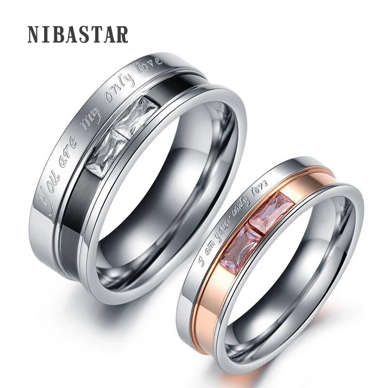 Couple Rings For Women / Men Silver Stainless Steel Letter YOU ARE MY ONLY LOVE Ramantic Engagement Ring Wedding Jewelry