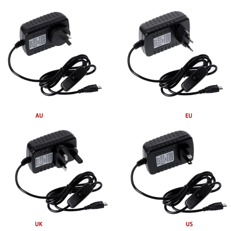 Новый 3A Мощность адаптер зарядка через usb кнопка включения кабель для Raspberry Pi 3 Модель B Горячий