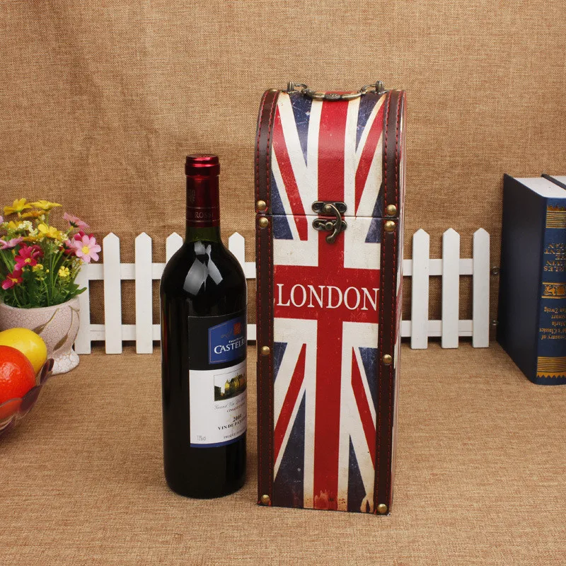 AntiqueRedwineboxVintageLeatherLondonflagexquisitegiftwooden