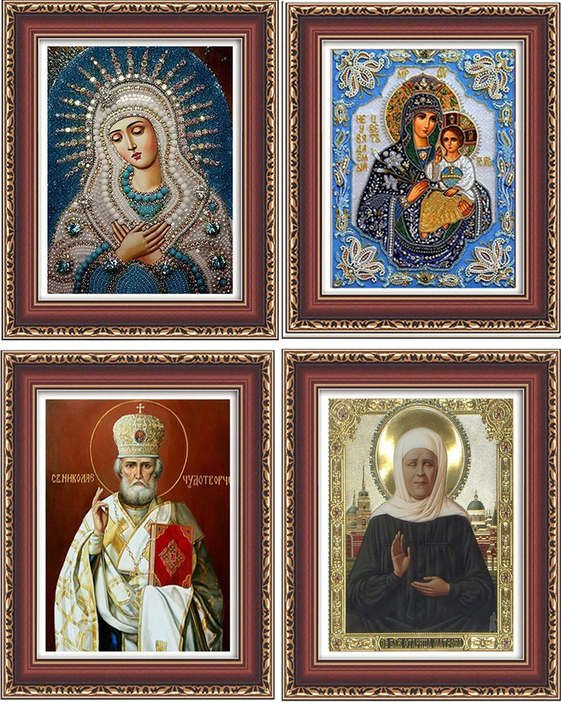 

CNA 3D DIY Diamond Painting Russian Religion Lady Nun 5D Crystal Round Mosaic Diamond Embroidery Leader Cross Stitch Home Decor