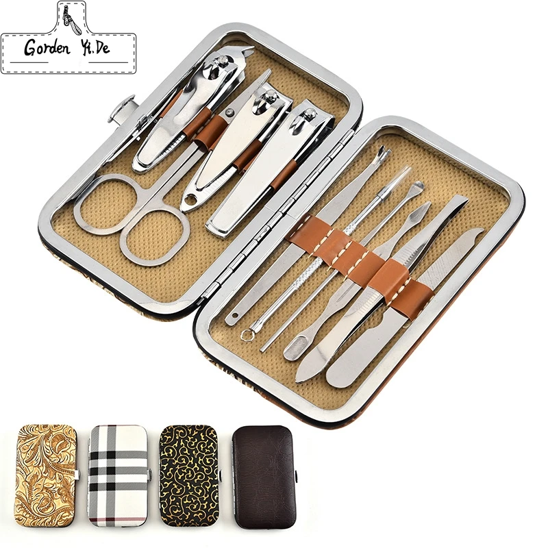 

High quality manicure set nail bag 10 piece set of light nail scissors series manicure beauty hand tool set with Card package