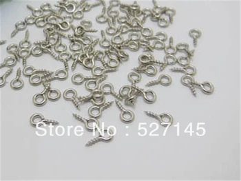 

Free Shipping 1000Pcs/Lot Nickel Plated Screw Eye Bails for Top Drilled Findings 8x4m Jewelry Findings