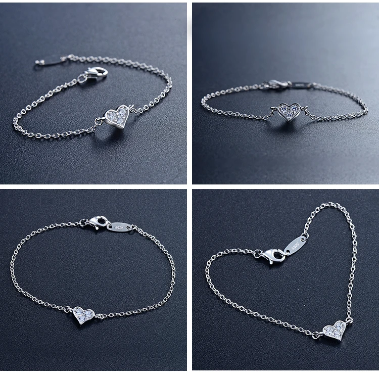 Modian дизайн Настоящее серебро 925 пробы сердце CZ браслет Модный кристалл свадебные женские классические романтические ювелирные изделия