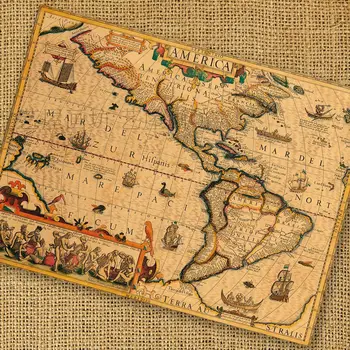 

Map nostalgic vintage cowhide paper large big measurement decorative painting mural paintings old compass map poster
