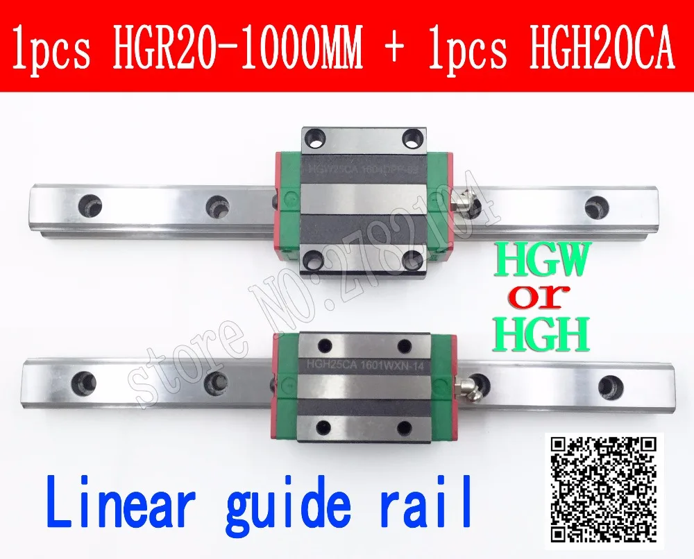 Линейный направляющий рельс HGR20 1000 мм длиной с 1 шт. линейный блок каретки HGH20CA HGH20 HGW20CC CNC части