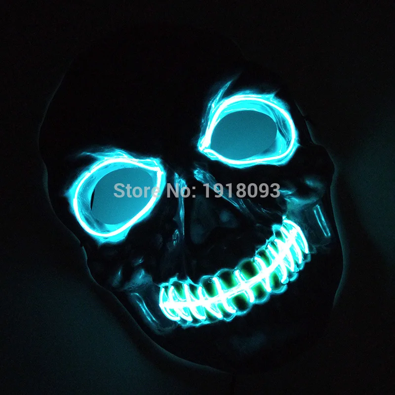 

Funny Flashing Party Mask EL Wire Glow Mask LED Strip Mask Halloween Decoration with DC-3V Sound activated New Prom Mask