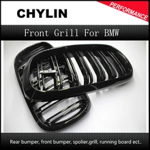A Pair 14 -16 For BMW X5 F15 X6 F16 2014 2015 2016 Front Grille Dual Slats Gloss Black Finish