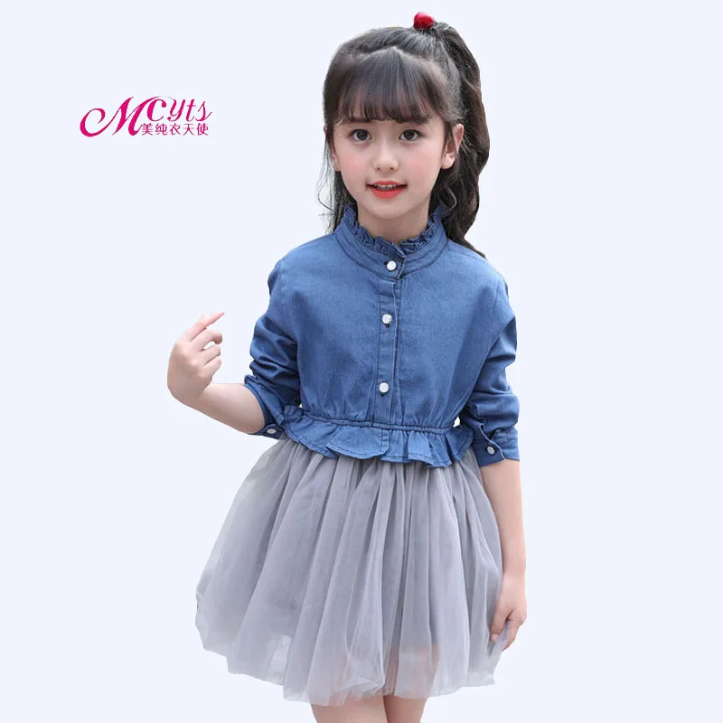 

Girls Dress 2019 New Long Sleeve Denim Princess Dress Children Clothes Spring Autumn Kids Dresses for Girls 4 6 8 10 12 13 Years
