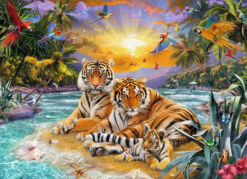 

5D DIY Diamond Painting Tigers 3D Diamond Embroidery Animal Cross Stitch kits handmade embroider Crafts for child
