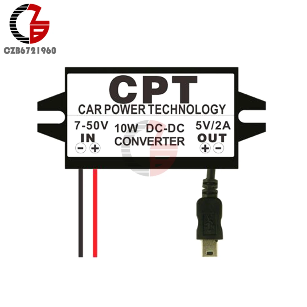 Водонепроницаемый DC-DC автомобильный преобразователь мощности регулятор 12 В до 5 В 2 а 10 Вт автомобильный регулятор питания понижающий регулятор напряжения 2 провода Мини Micro USB