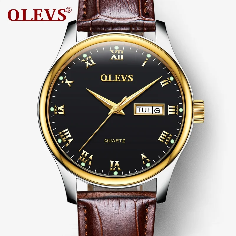 OLEVS мужские часы лучший бренд класса люкс мужские кожаные водонепроницаемые спортивные Кварцевые водонепроницаемые военные наручные часы мужские часы relogio - Цвет: 1
