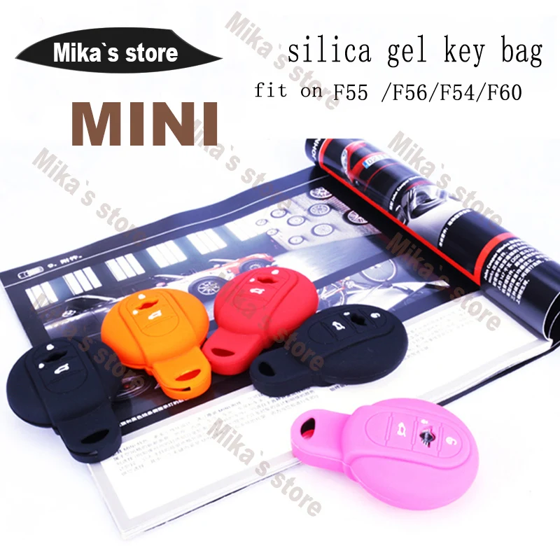 

Silica Gel Car Key Holder Bag for BMW Mini Cooper F56 F55 F54 F60 Silicone Cover Reduce Damage Key Case 2 Buttons car-styling