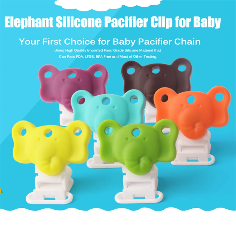 50pcs Silicone Elephant Baby Dummy Teether Pacifier Chain Clips Baby