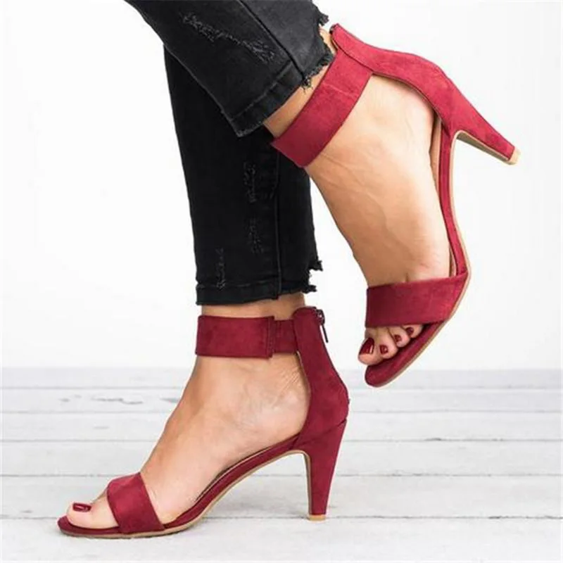 

2019 NEW Summer Women Peep-toe Heel Sandals Heels Waterproof Cross StrapHollow Out Sexy Sandals For Women's Shoes