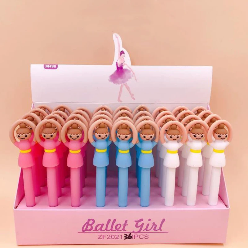 

3 Pcs/set Cartoon Beautiful Ballet Girls Silicone Gel Pens 0.5mm Black Ink Writing Signature Pen Korean Stationery Gifts